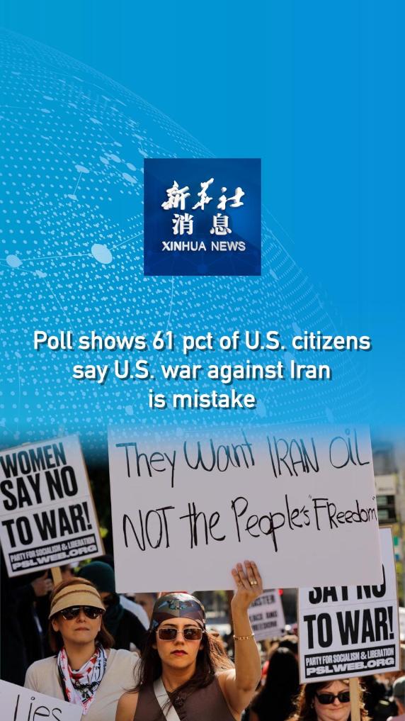 Xinhua News | Poll shows 61 pct of U.S. citizens say U.S. war against Iran is mistake