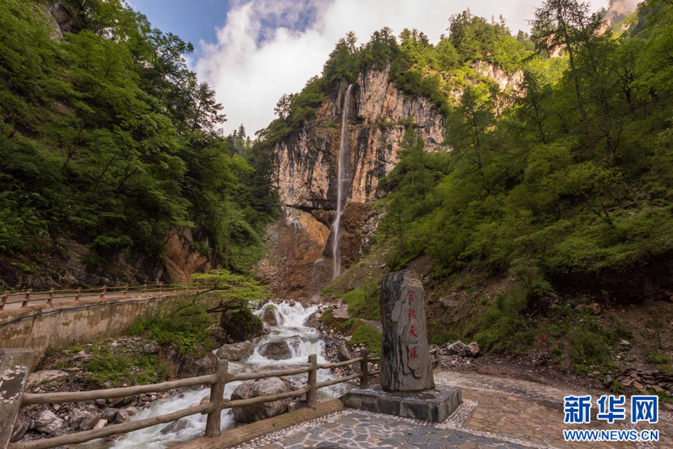 重崖森迥瀑飛先，鵝溝炎夏水風涼
