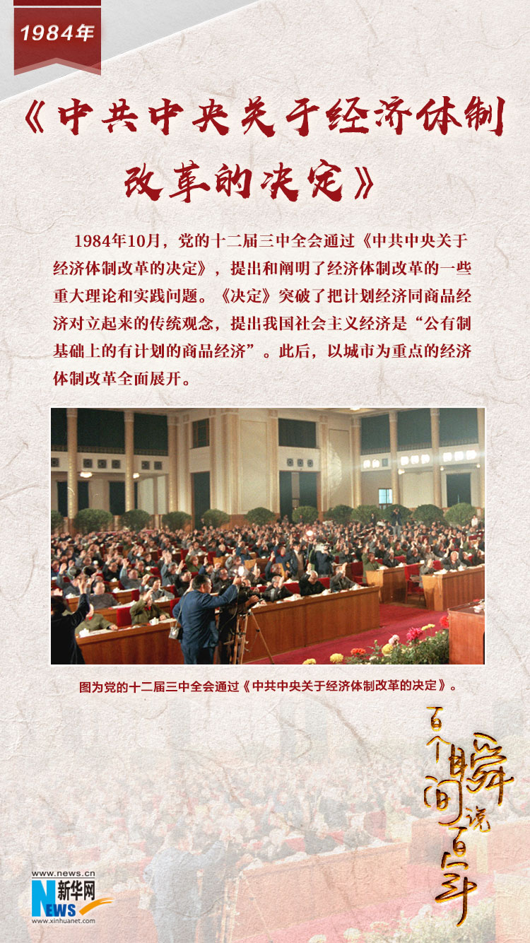 1984，《中共中央關于經(jīng)濟體制改革的決定》