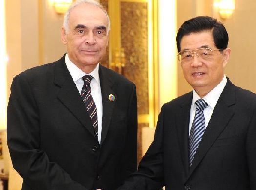 胡錦濤會(huì)見埃及總統(tǒng)特使、外長阿姆魯