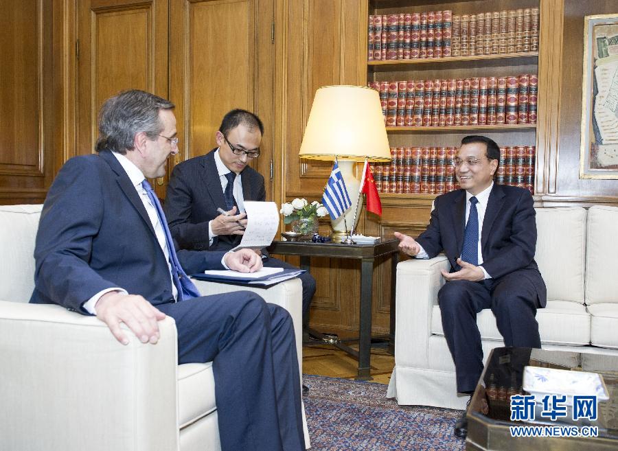 6月19日，國務院總理李克強在雅典同希臘總理薩馬拉斯舉行會談。新華社記者 王曄 攝