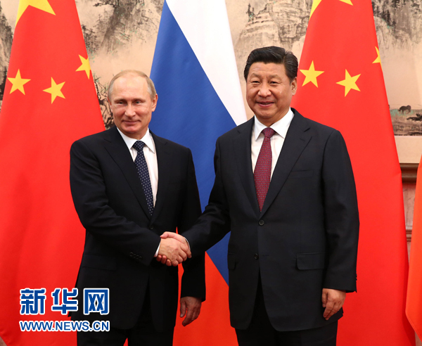 11月9日，國(guó)家主席習(xí)近平在北京釣魚(yú)臺(tái)國(guó)賓館會(huì)見(jiàn)俄羅斯總統(tǒng)普京。新華社記者 蘭紅光 攝