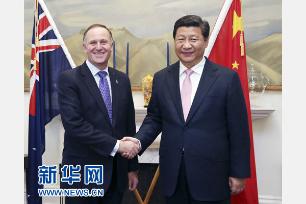 11月20日，國家主席習(xí)近平在惠靈頓同新西蘭總理約翰&middot;基舉行會談。 新華社記者 姚大偉 攝