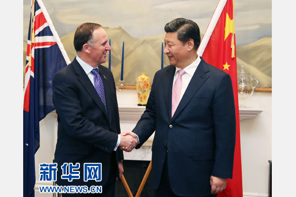 11月20日，中國國家主席習(xí)近平在惠靈頓同新西蘭總理約翰&middot;基舉行會談。 新華社記者 馬占成 攝