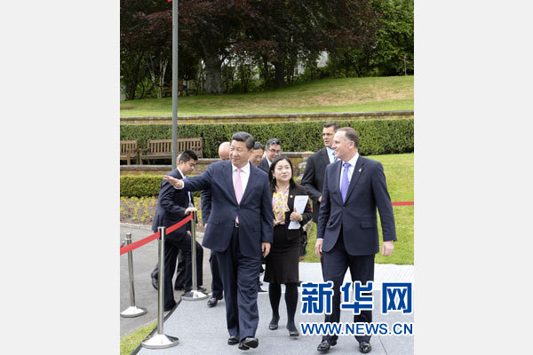 11月20日，中國國家主席習(xí)近平在惠靈頓同新西蘭總理約翰&middot;基舉行會談。 新華社記者 李學(xué)仁 攝
