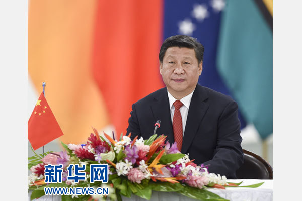 習(xí)近平主持會議并發(fā)表主旨講話。新華社記者 李學(xué)仁攝
