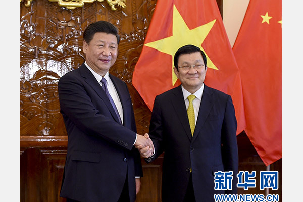 11月6日，中共中央總書記、國家主席習近平在河內(nèi)同越南國家主席張晉創(chuàng)舉行會談。 新華社記者李學仁攝