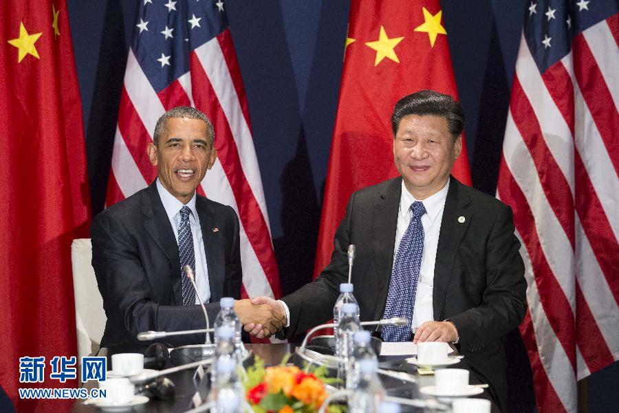 11月30日，國家主席習(xí)近平在巴黎會(huì)見美國總統(tǒng)奧巴馬。新華社記者黃敬文攝