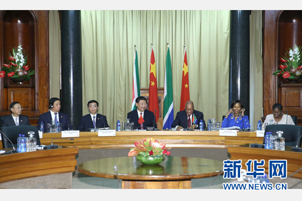 12月2日，國家主席習(xí)近平在比勒陀利亞同南非總統(tǒng)祖馬舉行會談。 新華社記者 馬占成 攝  