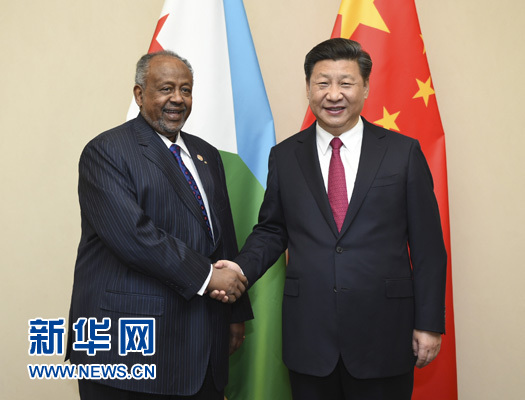 12月3日，國(guó)家主席習(xí)近平在約翰內(nèi)斯堡會(huì)見吉布提總統(tǒng)蓋萊。新華社記者 謝環(huán)馳 攝 

