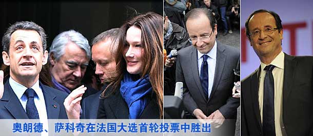 奧朗德、薩科奇在法國(guó)大選首輪投票中勝出